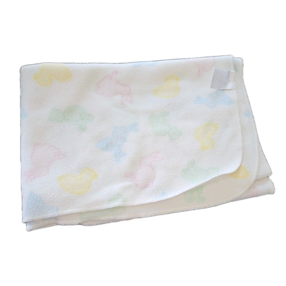 Martha Stewart Everyday Fleece Baby Blanket Animals Multicolored Retro 46"X34"